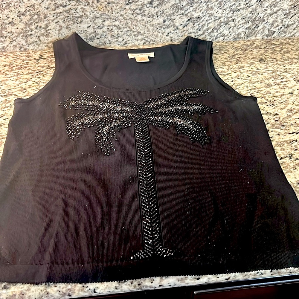 Tommy Bahama Beaded Palm Tree Sleeveless Sweater S M